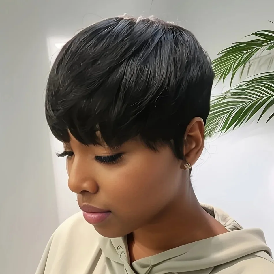 Парик с вырезами фея прямые человеческие волосы короткий парик Короткие