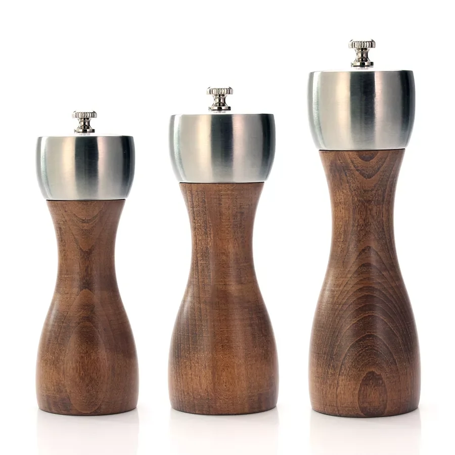 

NEW2023 Beech Pepper Mill - Salt and Pepper Grinder - Precision Carbon Steel Rotor Use for peppercorn, sea salt, black pepper