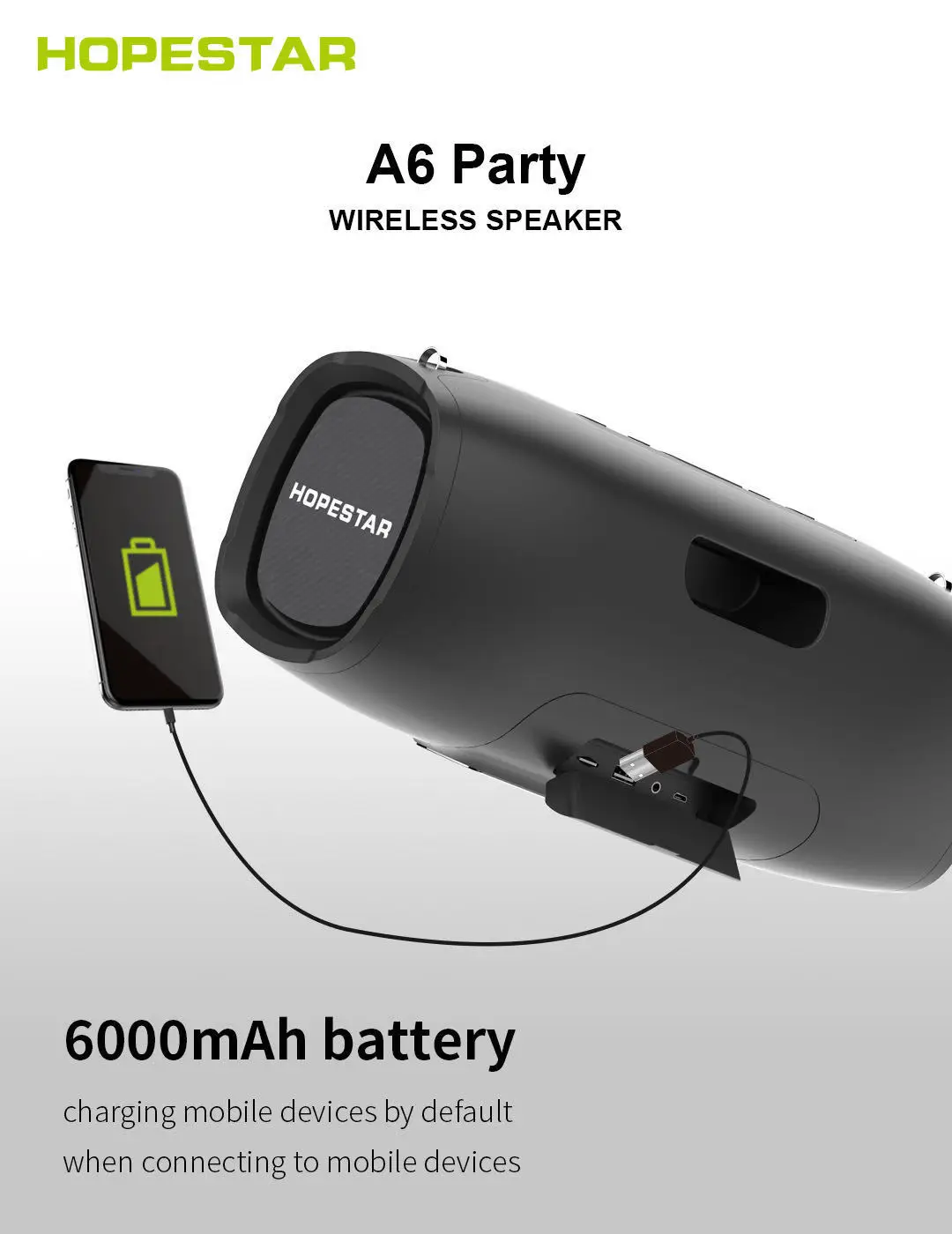 HOPESTAR A6party беспроводной Bluetooth динамик AC карта 30 Вт Высокая мощность 6000 мАч звуковая