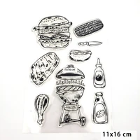 barbecue pattern clear stamps for diy scrapbooking card fairy transparent rubber stamps making photo album crafts template