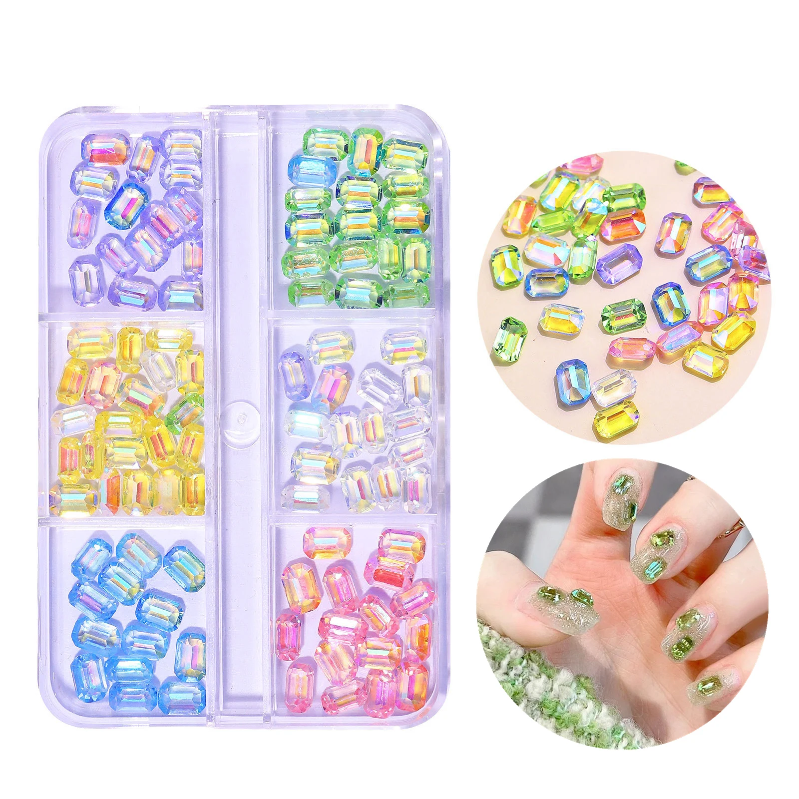 

6 коробок/набор, стразы для дизайна ногтей