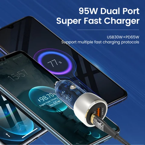 Автомобильное зарядное устройство elough с USB-портом, 96 Вт, 65 Вт