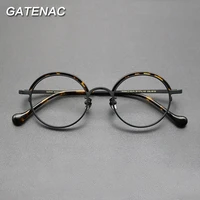 vintage pure titanium optical eyeglasses frame men round designer myopia prescription glasses frame women luxury brand eyewear