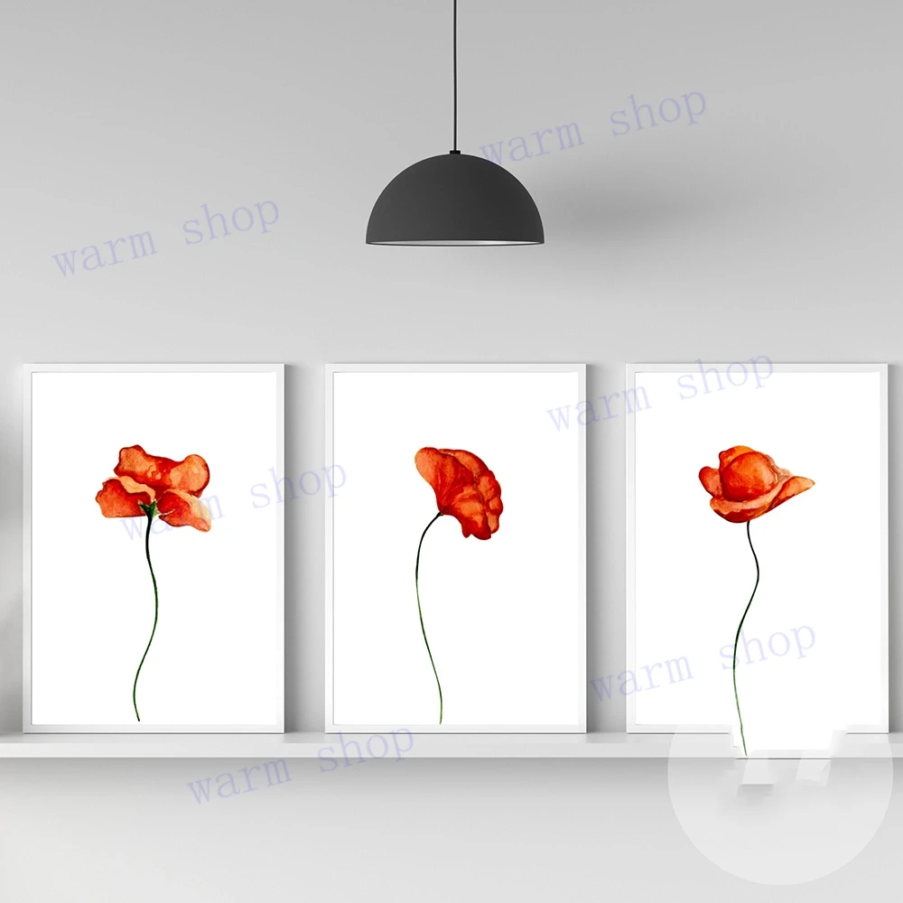 

Watercolor Red Poppy Wall Art Minimalist Floral Poster Fashion Vintage Prints Modern Canvas Painting Living Room Home Decor
