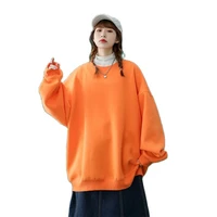 candy color hoodie women spring and autumn round collar thickened hoodie loose version languid style long sleeve top student top