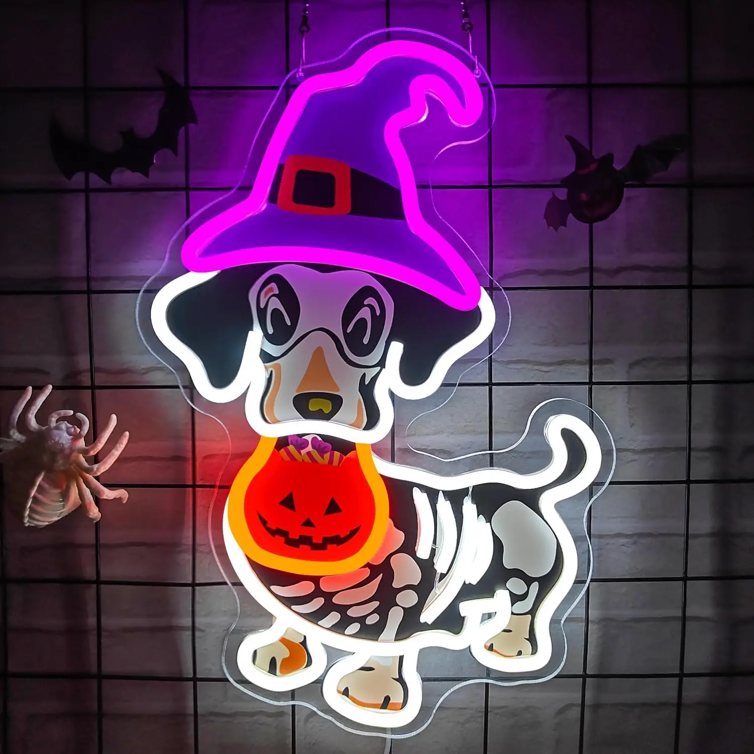 

Неоновая лампа "Хэллоуин Скелет Собака"