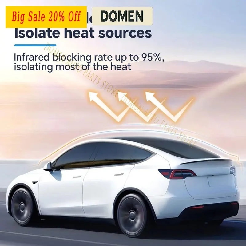 Фото Предварительно нарезанная тонировочная пленка DOMEN для окон автомобиля Tesla Model 3 2020-2023, защитная пленка от солнца и УФ-излучения для Tesla Model 3 Highland №3