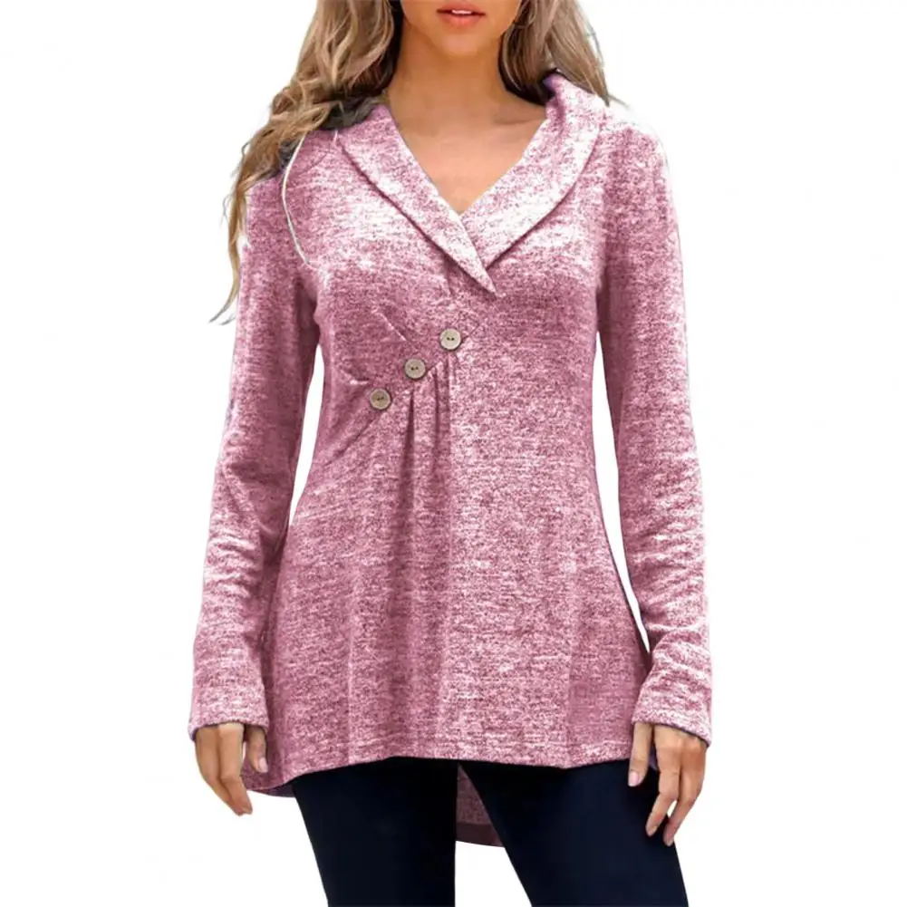 Осенняя женская блузка с отложным воротником пуловер длинным рукавом и