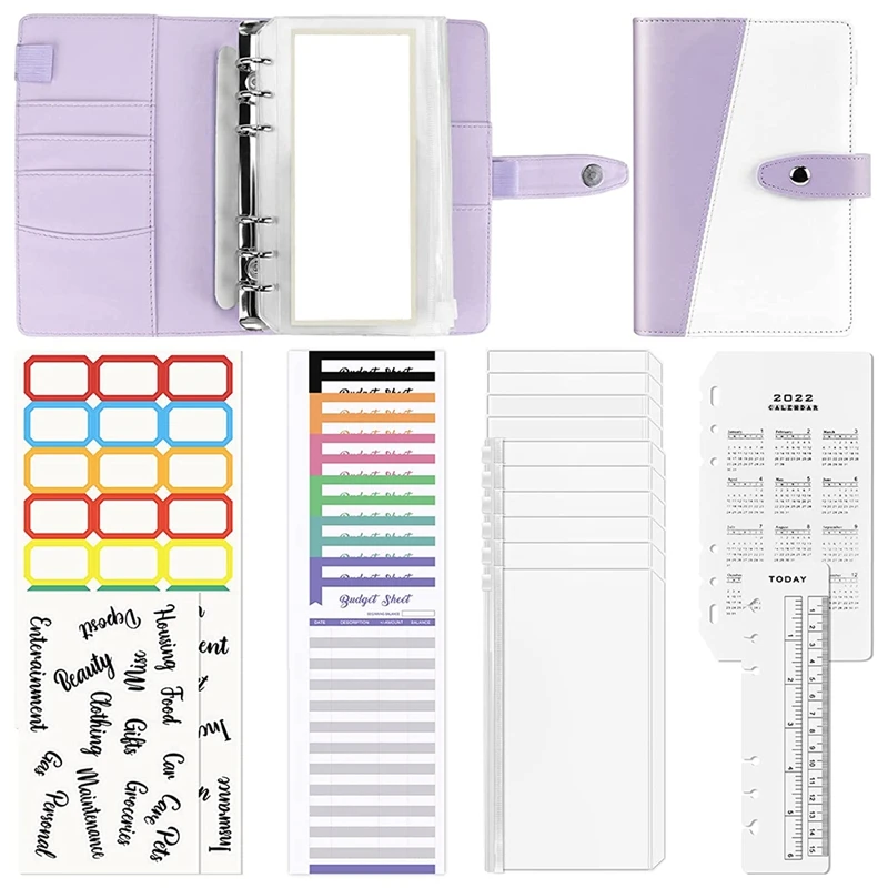 

Budget Binder with Zipper Envelopes, Cash Envelopes for Budgeting, Zipper Envelopes,A6 Savings Binder,for Cash System