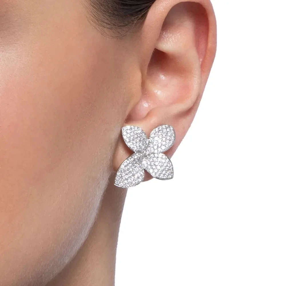Лето 2022 новинка Iced Out роскошные блестящие серьги Cz Fashion Micro Pave с большим цветком