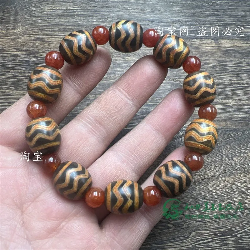 Тибетский этнический желтый браслет с изображением старого агата и нефрита