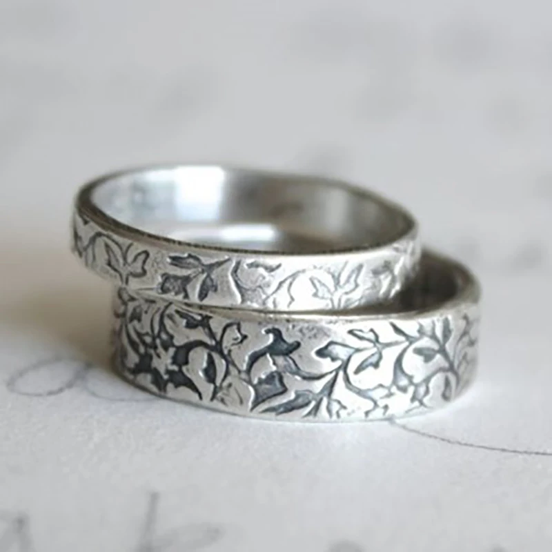 Модное античное посеребренное кольцо