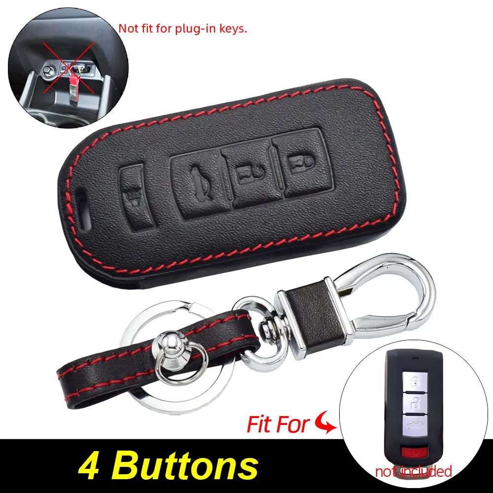 

Кожаный чехол для автомобильных ключей Mitsubishi Outlander Lancer 10 Pajero Sport L200 ASX RVR, защитный чехол для смарт-пульта дистанционного управления, сумка-брелок