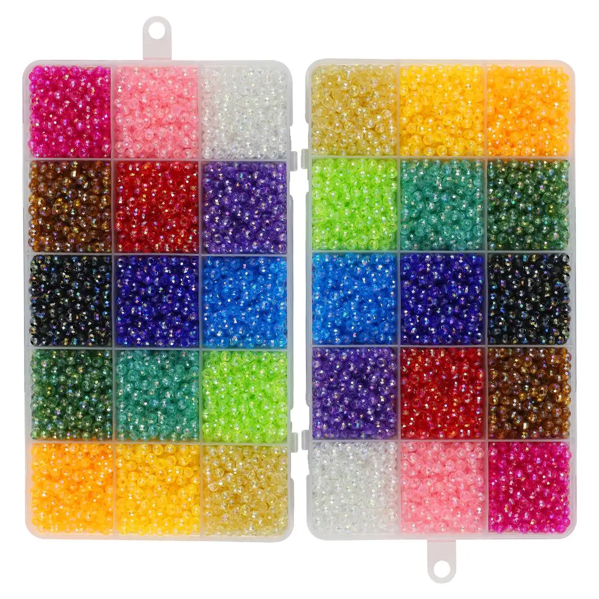 Акриловые круглые и плоские прозрачные бусины диаметром 4 мм с зернами в коробке