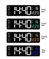 led large screen wall clock remote control electronic wall clock wall mounted light sensing temp date power off memory watch