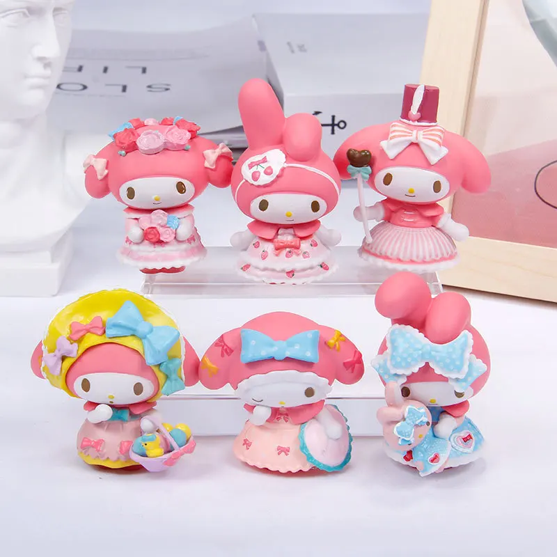 

Кавайная фигурка Sanrio из аниме Kuromi Melody Cinnamoroll, фигурки героев мультфильмов, Коллекционная модель, украшение для торта, украшение для девушек, ...