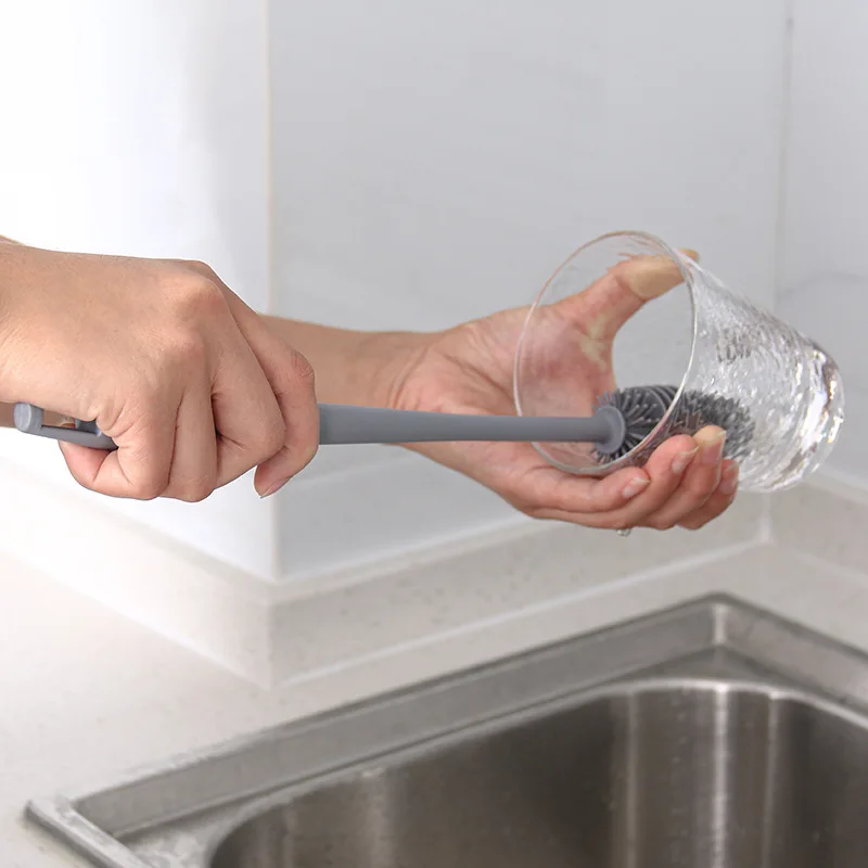 

Silicone Cup Brush Cup Scrubber Glass Cleaner Kitchen Cleaning Tool Long Handle Drink Wineglass Bottle Glass Cup Cleaning Brush