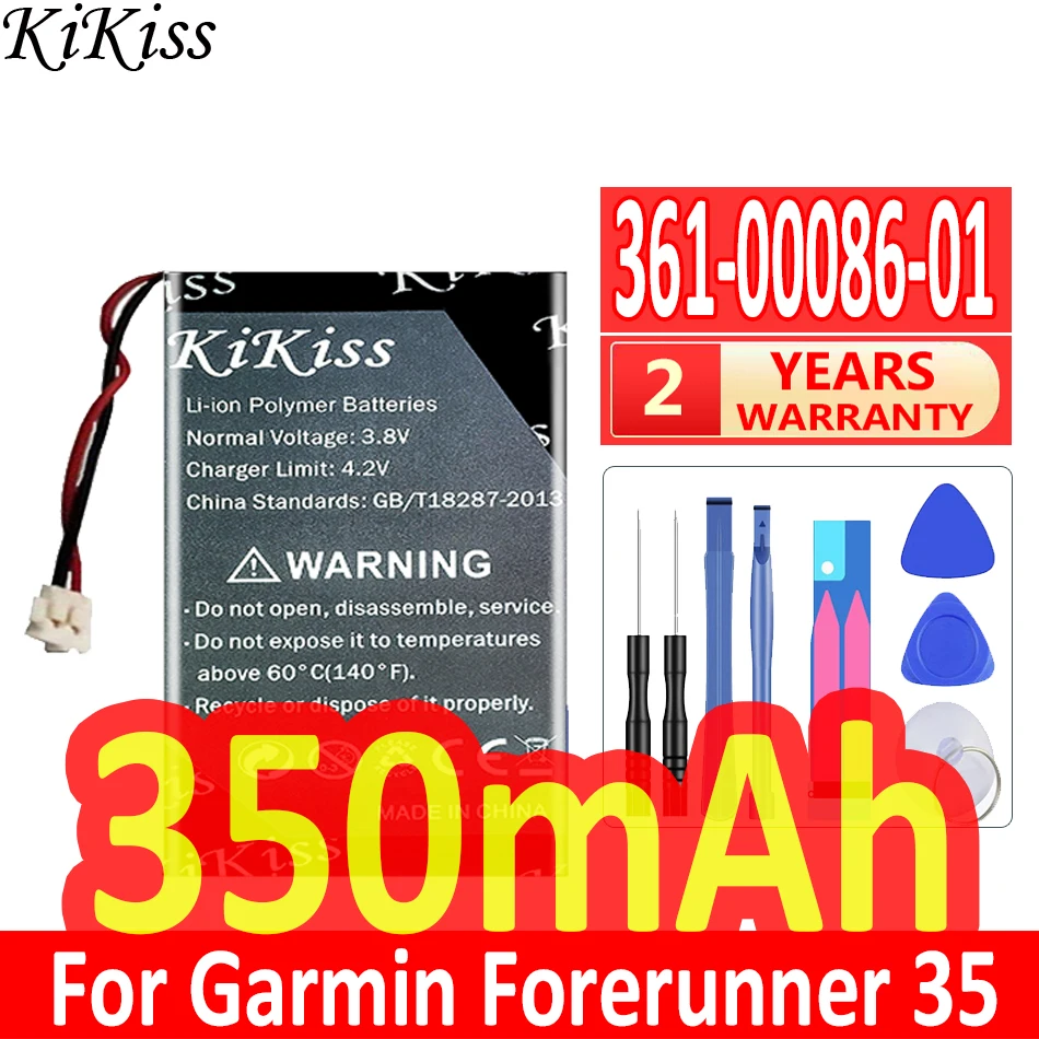 

Мощный аккумулятор 350 мАч KiKiss 361-00086-01 3610008601 для Garmin Forerunner 735 35 235 VIVOMOVE, 2-проводной аккумулятор