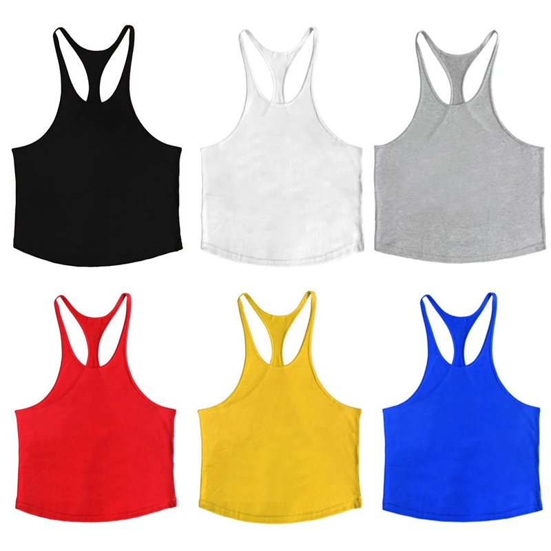 Mens Y-Back Stringer Tank Top Muscle Athletic Vest Sleeveless T-Shirts Tees Tops Gym Training Workout Fitness Bodybuilding