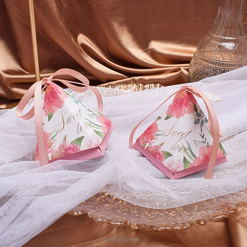 

50/100Pcs Marble Gift Paper Candy Box Wedding Party Favors Decoration Birthday Triangle Chocolate Boxes