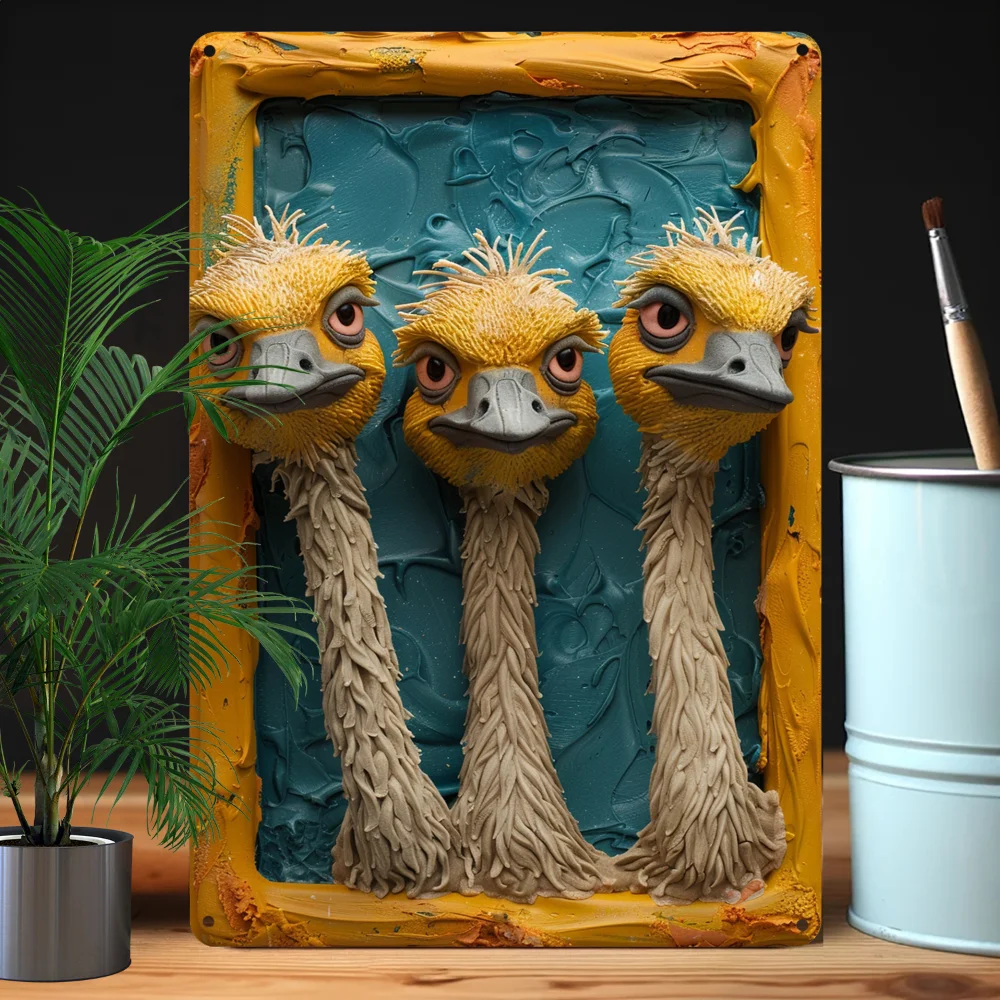 Винтажная Металлическая Жестяная Вывеска Страуса 8x12 Дюймов Забавный Уникальный