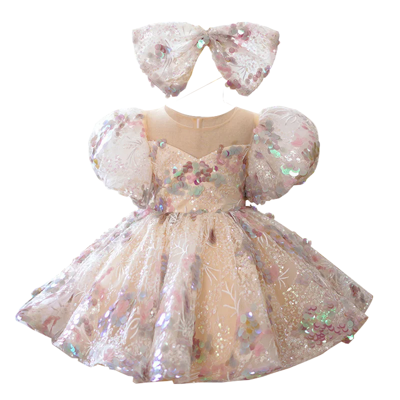 

Girls Even Dress Kids Bow Party Flower Girl Dresses for Weddings Baby Girl Birthday Clothes
