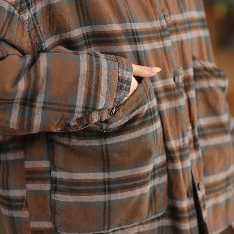 Сбор утечек ~ Зимний льняной пуховик в стиле ретро с камнями жареный цвет