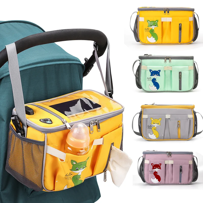 Diaper Bag for Baby Stroller Bags Organizer Accessories Large Capacity Portable Bottle Nappy Storage Outdoor with USB Interface