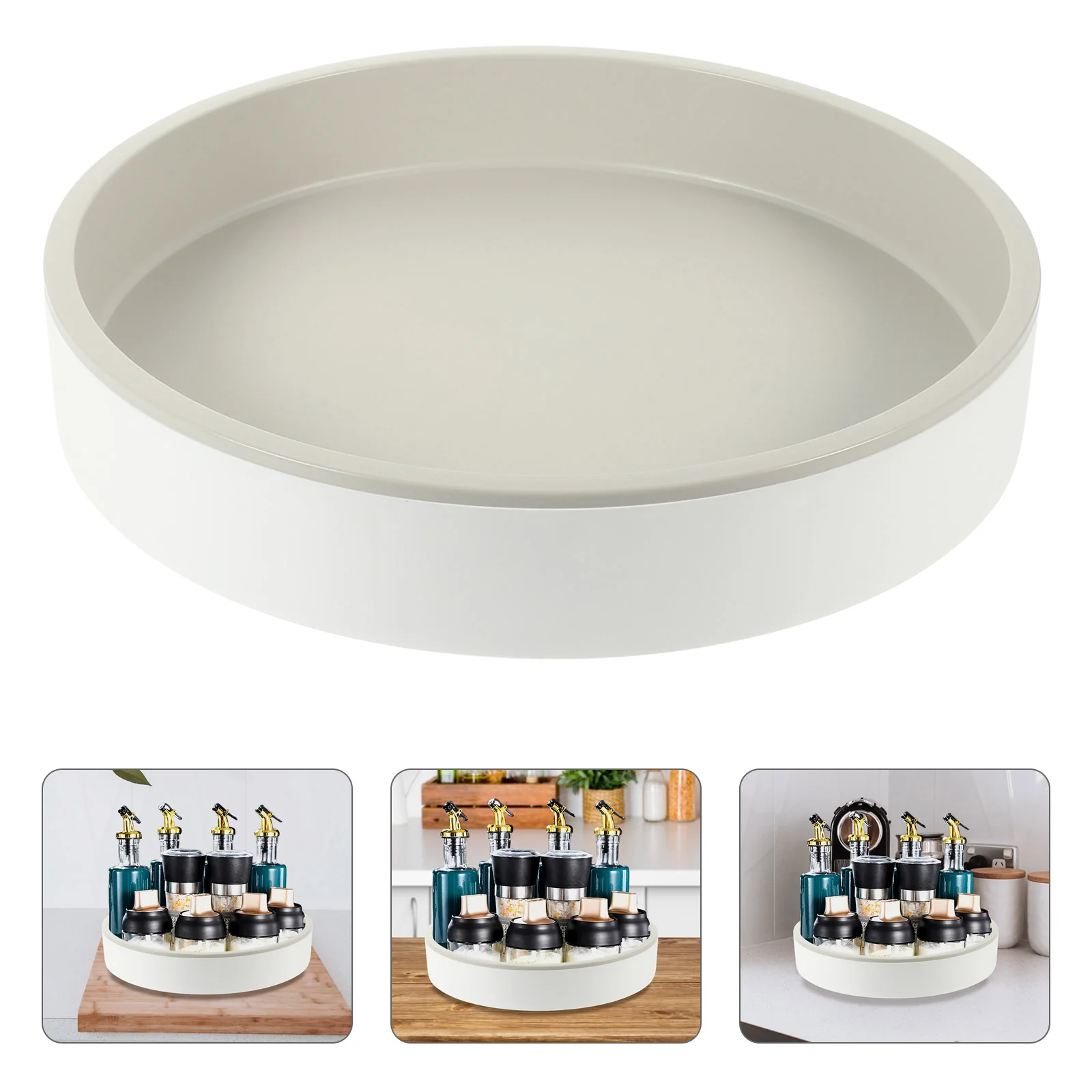 

Spice Rack Turntable Condiment Holder Plastic Round Rotating Makeup Tray
