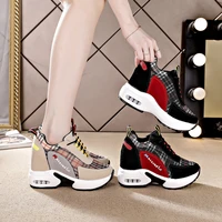 ladies flat shoes high bottom casual sneakers women wedge sneakers thick sole vulcanized shoes comfortable black spring 2022