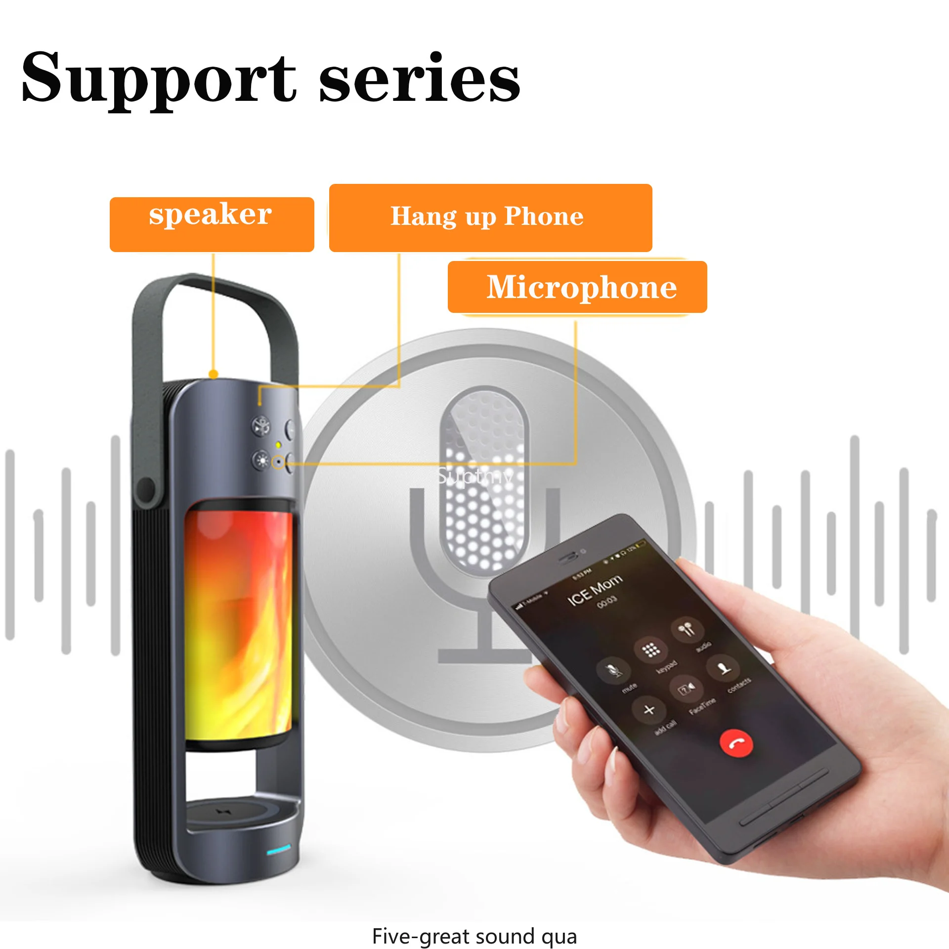 Портативный уличный Bluetooth-динамик для кемпинга 10 Вт лампа пламени аварийное