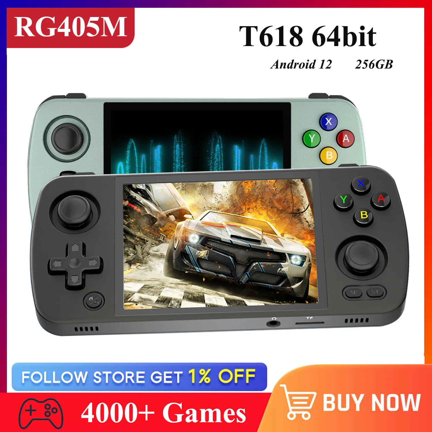 ANBERNIC RG405M Handheld Game Console 4 inch IPS Touch Screen Aluminum Alloy T618 Android 12 Portable Retro Player 4000+Game