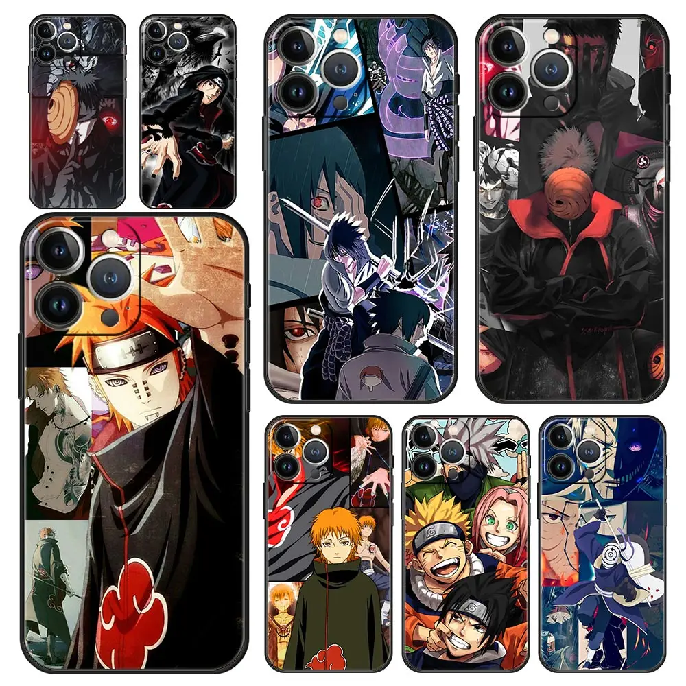 

Naruto Akatsuki Kakashi Anime Luxury Phone Case For iPhone 13 12 11 Pro MAX XR X SE XS 7 8 Plus iPhone13 Mini Black Matte Cover