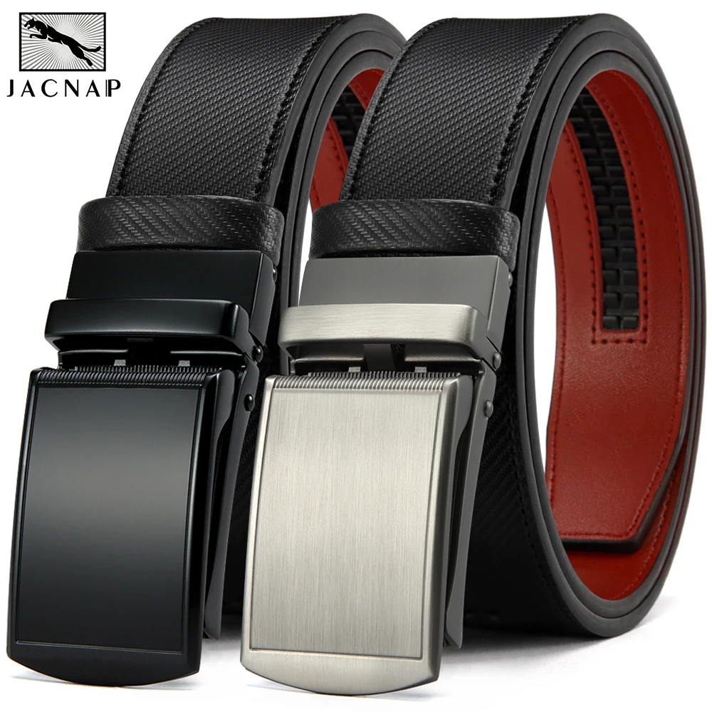 JACNAIP  Men Belt Hollow Automatic Mens Belt Genuine Leather Luxury Belt  For Men Belt Male Strap Male Metal Automatic Buckle