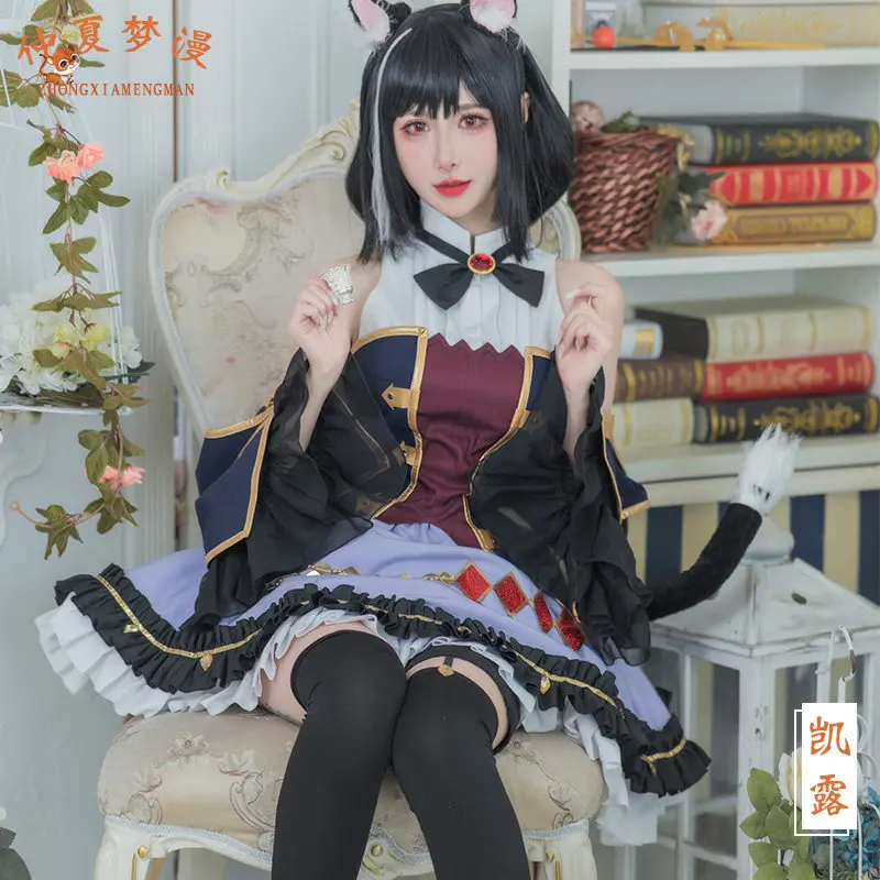 Фото Аниме Princess Connect! Костюм для косплея Re:Dive Kyaru: полный комплект униформы горничной «Черная кошка» для женщин на Хэллоуин №3