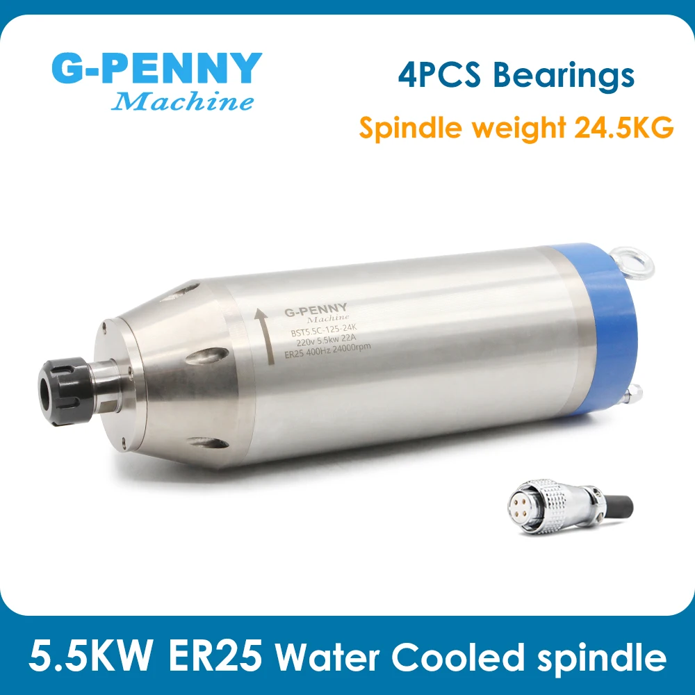

5,5 кВт ER25 двигатель шпинделя с ЧПУ водяное охлаждение для деревообработки шпиндель с ЧПУ вода 380 В/220 В переменного тока 4 шт. подшипники высокая скорость