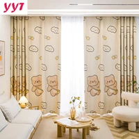 yanyangtian blackout cartoon curtain for living room for kids window punch curtains for kitchen guest room bedroom design