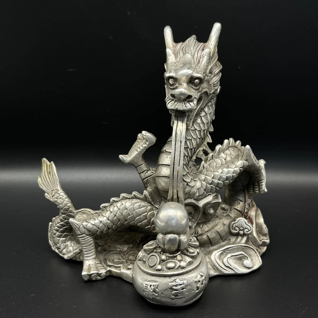 

Собирать китайский бутик тибетская Серебряная белая Медная скульптура счастливое богатство «дракон» металлические поделки украшение для дома