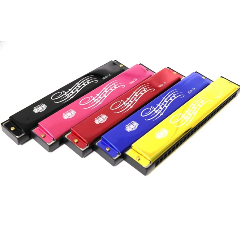 

24 Hole Key Of C Play Harmonica Tremolo Harmonica Mouth Organ Double Row Blues