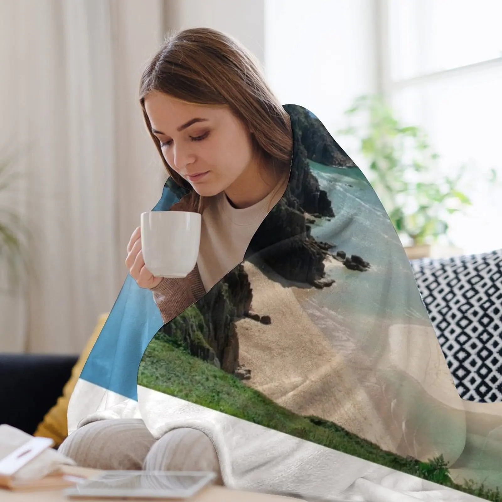 Pedn Vounder Beach Cornwall местоположение фильма Poldark одеяла и пледы с волосатыми роскошными