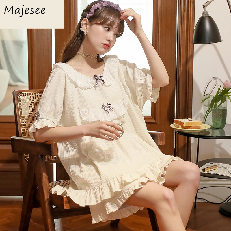 

Pajama Sets Women Summer Thin Sweet Sleepwear Lady Simple Daily Breathable Soft Korean Style Young Popular Casual Trendy Mujer
