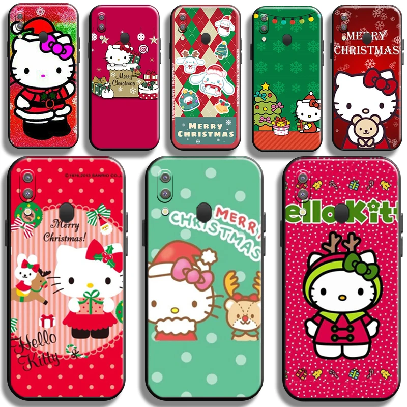 

Christmas Hello Kitty Kuromi Phone Case For Samsung Galaxy M20 Full Protection Liquid Silicon Shell TPU Funda Carcasa