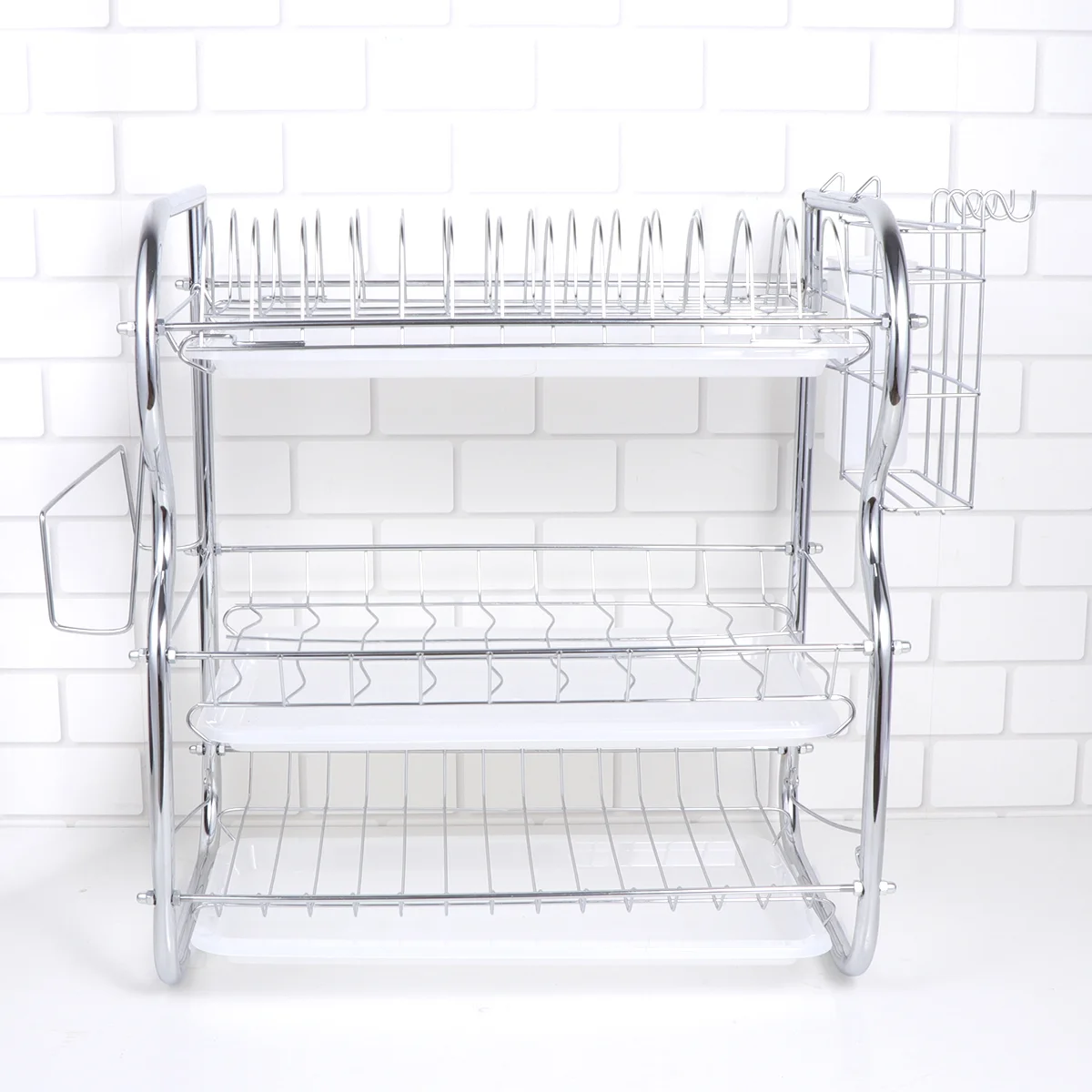 

Kitchen Utensils Storage Organizer Dish Rack Dishes Organization Shelf 3 Layer Drainer Cutlery Plates Holder