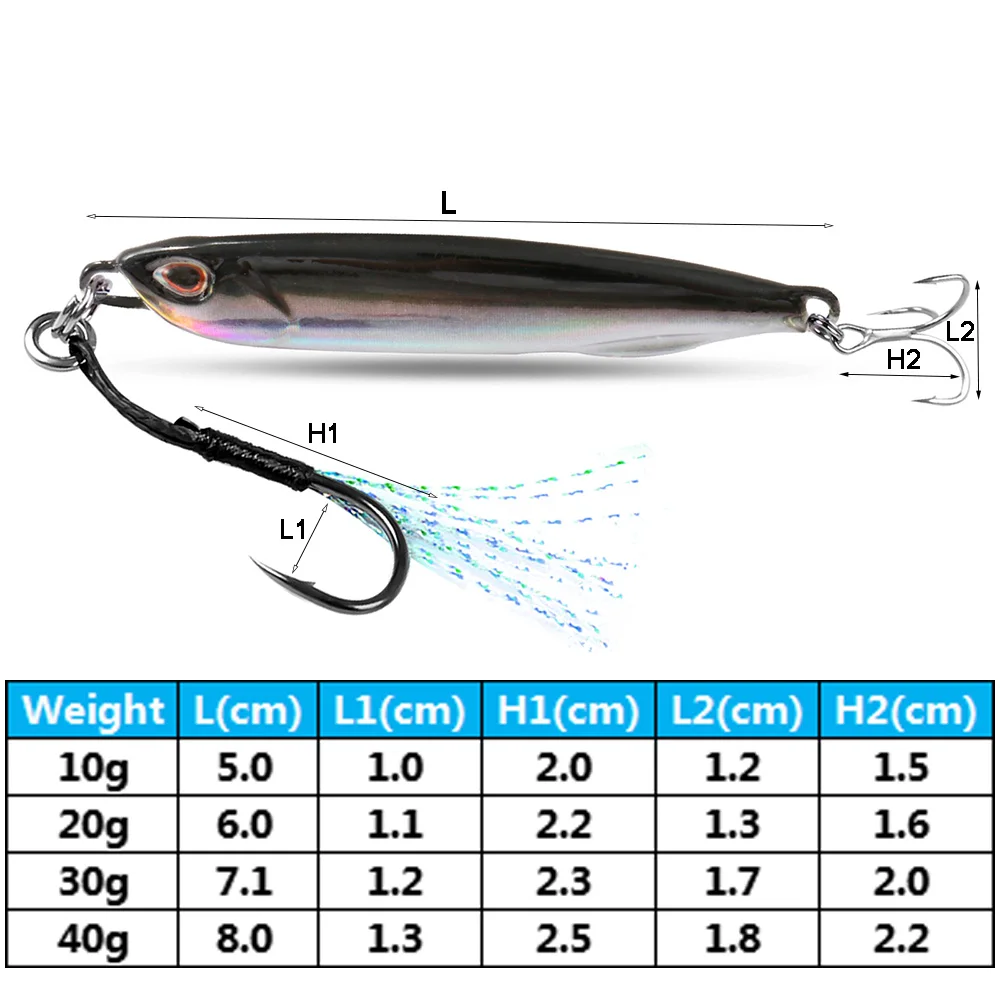 Metal Lures Jig Spoon Cast 3D Eye Fish Hook Artificial Bait Minnow Pencil Lure Luminous Swimbait Holographic River Ocean Fishing