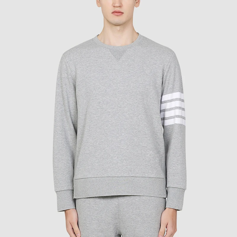 

Мужской тонкий пуловер TB THOM, Свитшот из чистого хлопка с длинным рукавом, классическое корейское модное повседневное пальто в 4 полоску