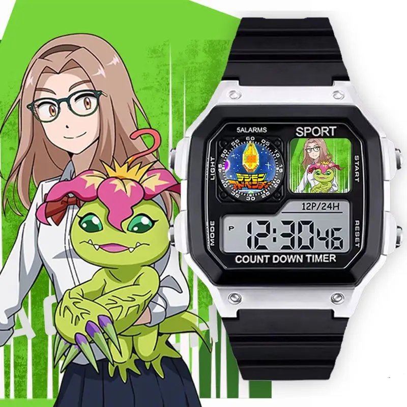 Фото Digimon Adventure Greymon Angewomon Angemon милые наручные часы с героями мультфильмов пара ценные электронные часы подарок на день рождения для друзей №2