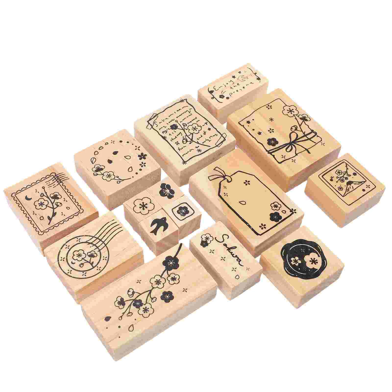 

Hand Stamp Scrapbook Decoration Household Wooden Flower Themed Stamps Kids DIY Craft Elements
