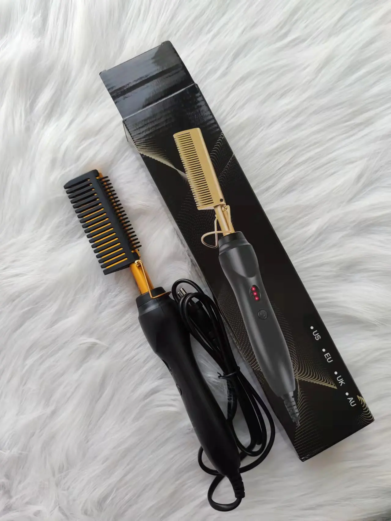

Hair Heating Straighter Flat Comb Quick-dry Brush and Curly Styling Heat Fast Adjustable Temperature Dry Wet Hair Available