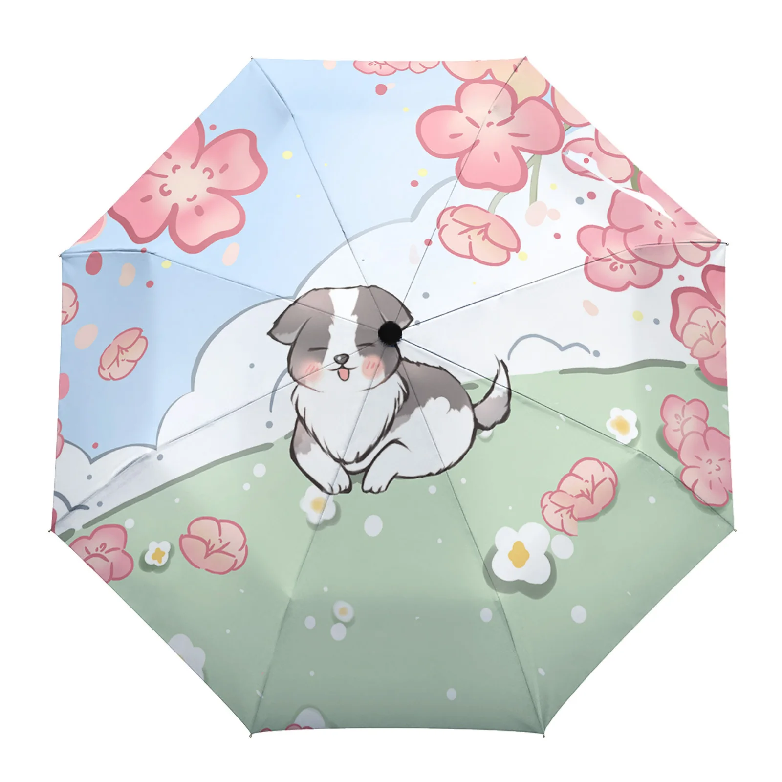 

Pets Romantic Holiday Pastoral Flowers Parasol Umbrella for Outdoor Automatic Eight Strands Rain Umbrella Adults Shade Umbrellas