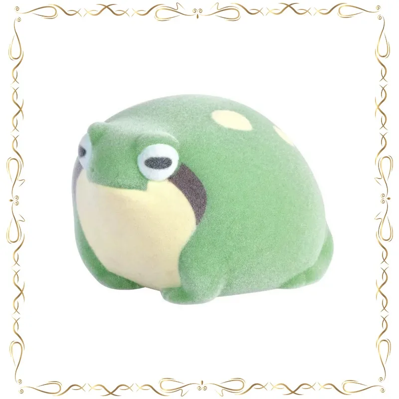 Флокированная чёрная пятнистая лягушка Kawaii Pinch and Scream Gashapon